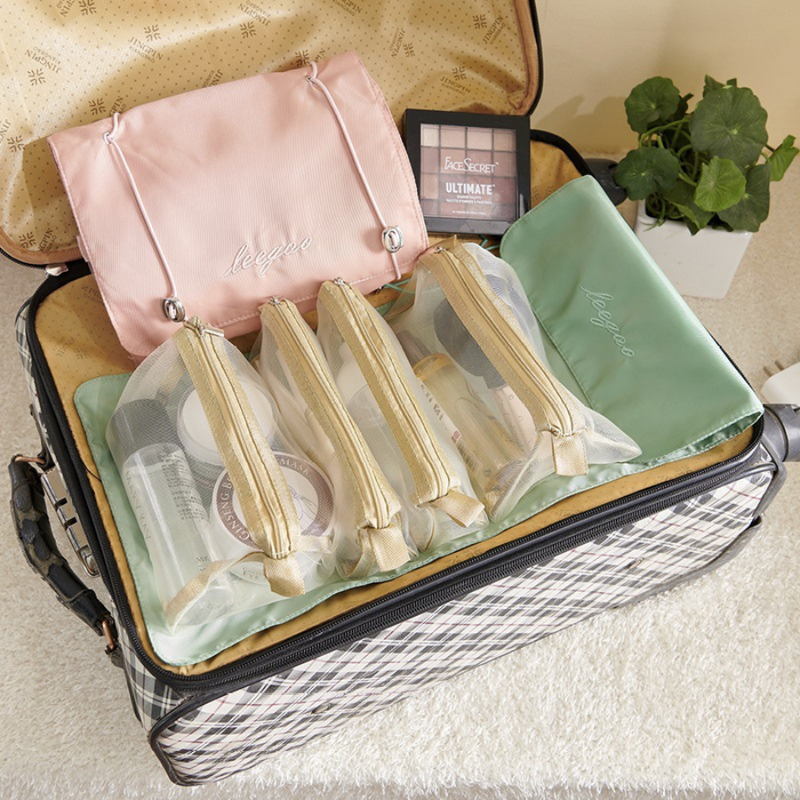 Travel Makeup Bag Set with 4 Removable Pouches - Organize Your Cosmetics, Toiletries, and Accessories