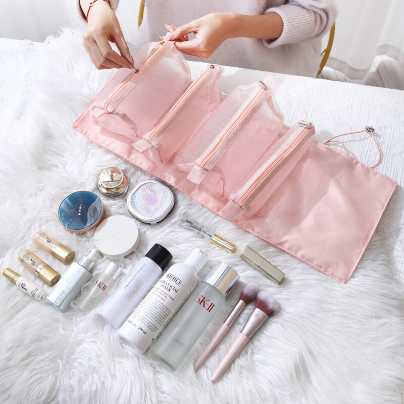 Travel Makeup Bag Set with 4 Removable Pouches - Organize Your Cosmetics, Toiletries, and Accessories