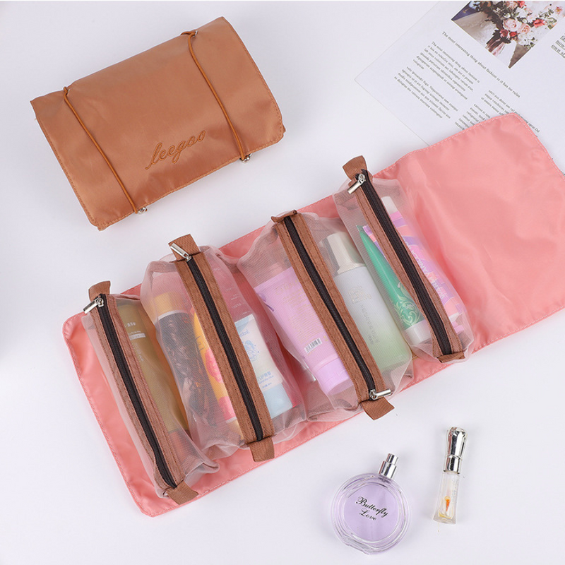 Travel Makeup Bag Set with 4 Removable Pouches - Organize Your Cosmetics, Toiletries, and Accessories