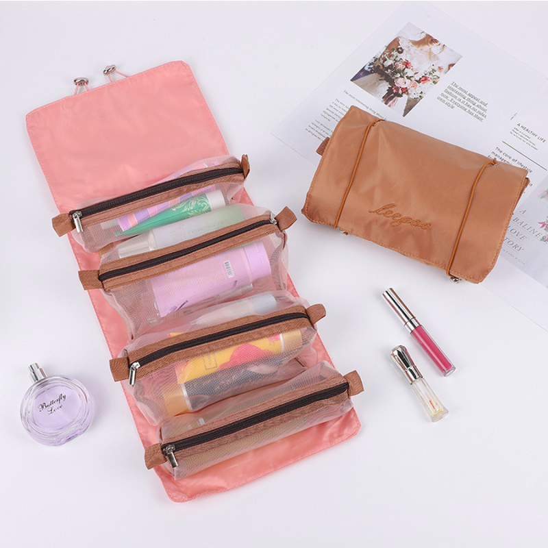 Travel Makeup Bag Set with 4 Removable Pouches - Organize Your Cosmetics, Toiletries, and Accessories