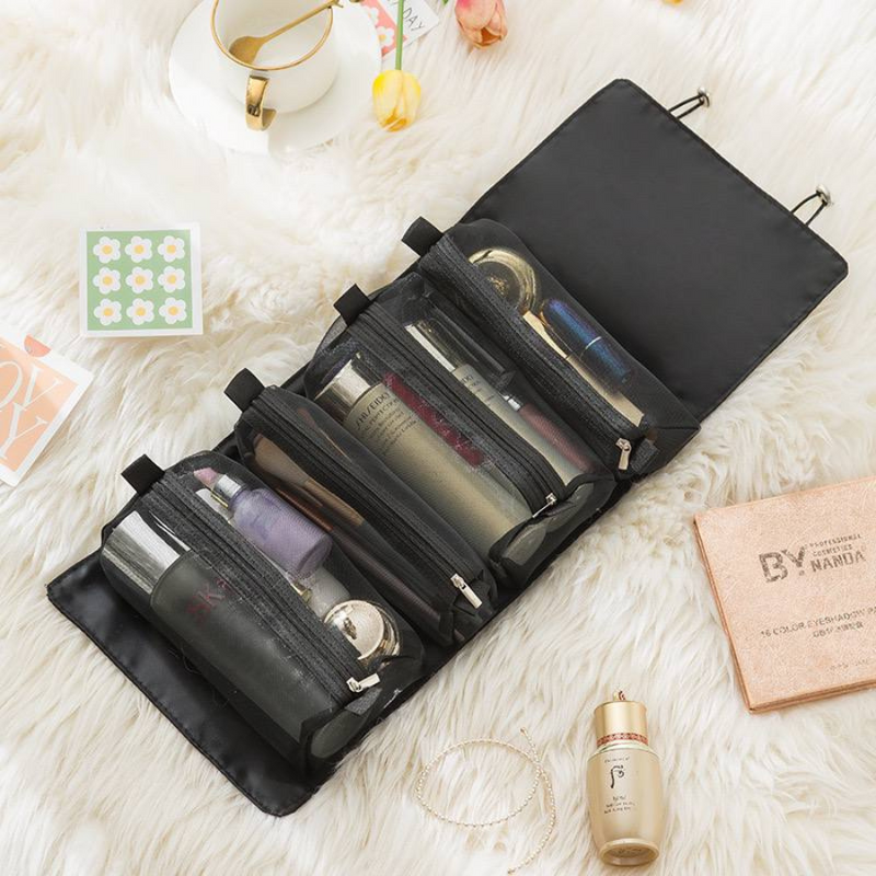 Travel Makeup Bag Set with 4 Removable Pouches - Organize Your Cosmetics, Toiletries, and Accessories