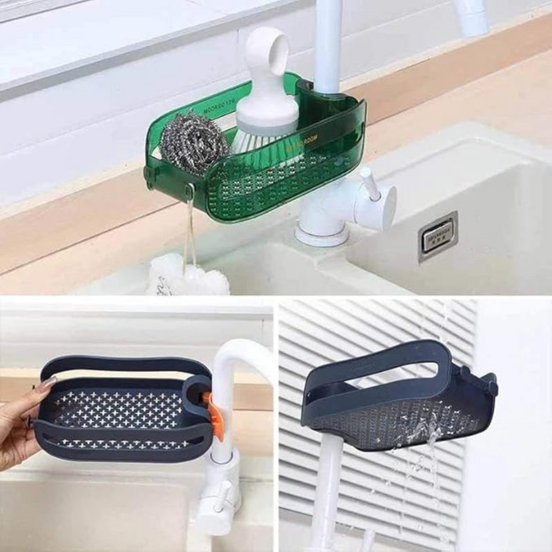 Adjustable Sink Drain Basket with Rotating Faucet Attachment - Versatile Kitchen Strainer