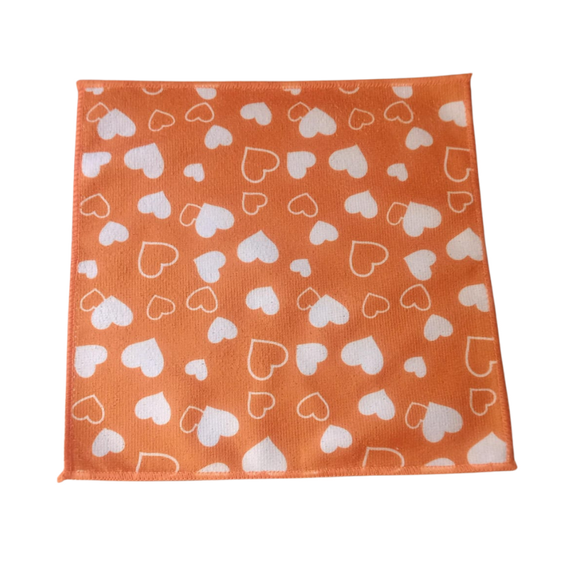 1 Piece - High-Absorbency Heart Patterned Cotton Cleaning Cloth - Soft and Durable - 30cm x 30cm