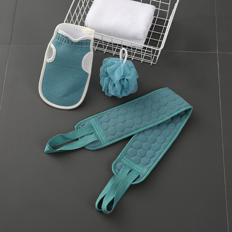 3-Piece Shower Set: Exfoliating Back Scrubber, Bath Glove, and Loofah - Durable and Comfortable