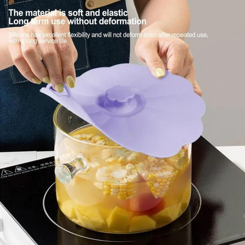 Silicone Flower Shape Spill Stopper Lid - 30 cm - Available in Multiple Colors