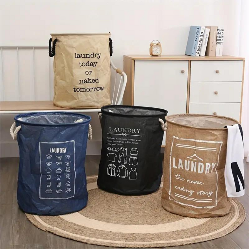 Premium Round Laundry Basket - Durable Fabric, Large Capacity, Easy Carry Handles