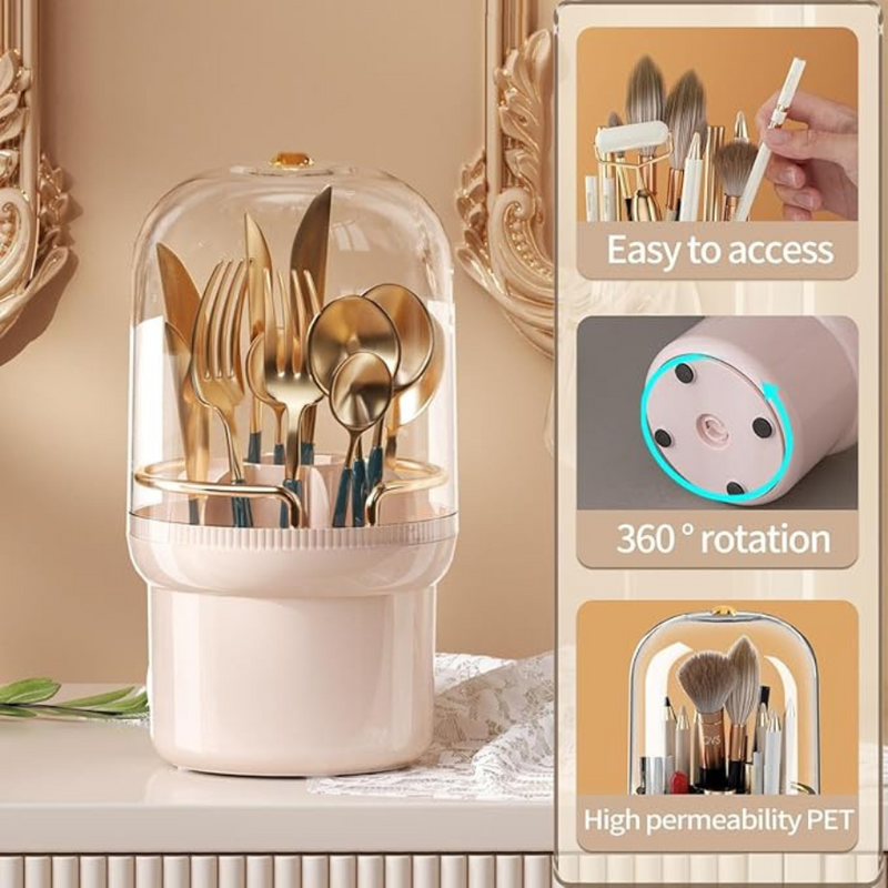 Rotating Makeup Storage Container - 360° Rotation, Detachable Design, Large Capacity