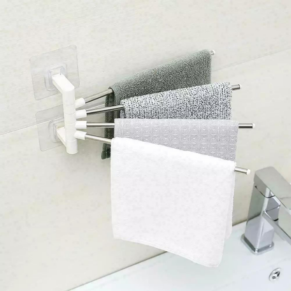 Multifunctional 4-Bar Towel Rack - Space-Saving, 180° Rotation, Easy Installation