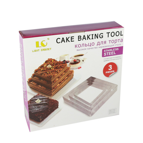 Cake Baking Tool Set - Stainless Steel Molds for Creative Baking (3 Pieces Each)