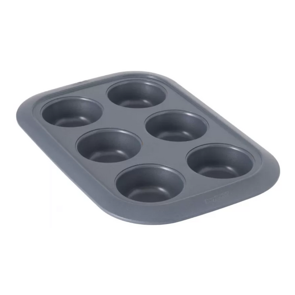 BergHOFF GEM 6-Cup Non-Stick Carbon Steel Cupcake Pan - Even Heat Distribution, Durable