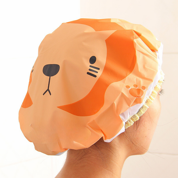 Cute Cartoon Waterproof Shower Cap - Fun & Functional Bath Essentials for Kids and Adults