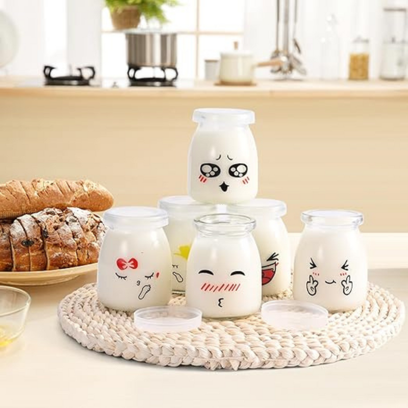 Cute Glass Dessert Jar with Lid - Perfect for Pudding, Yogurt, and Snacks (1 Piece)