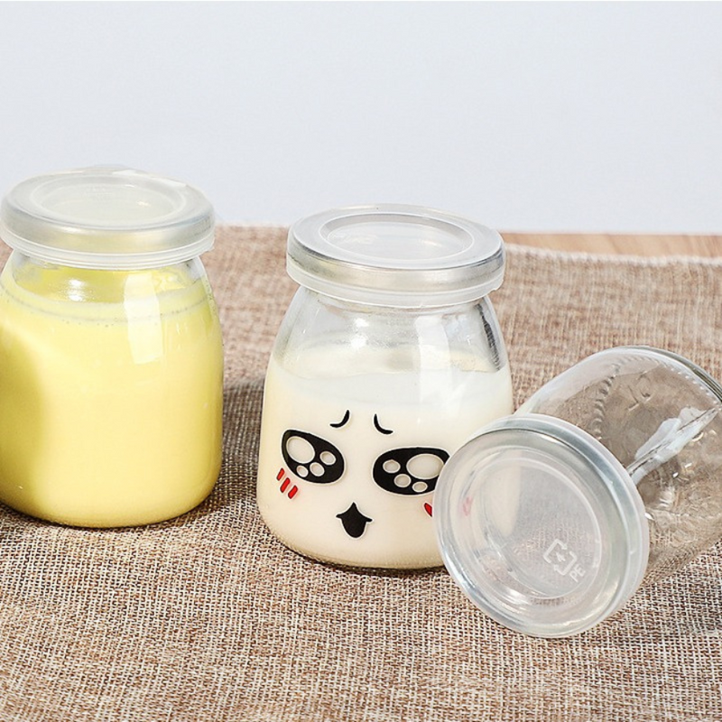 Cute Glass Dessert Jar with Lid - Perfect for Pudding, Yogurt, and Snacks (1 Piece)