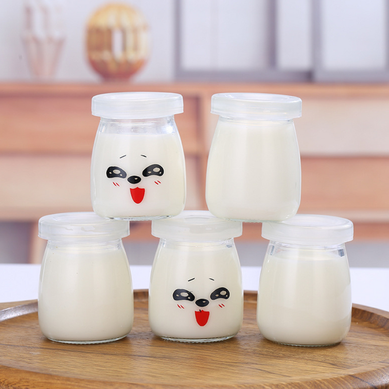 Cute Glass Dessert Jar with Lid - Perfect for Pudding, Yogurt, and Snacks (1 Piece)