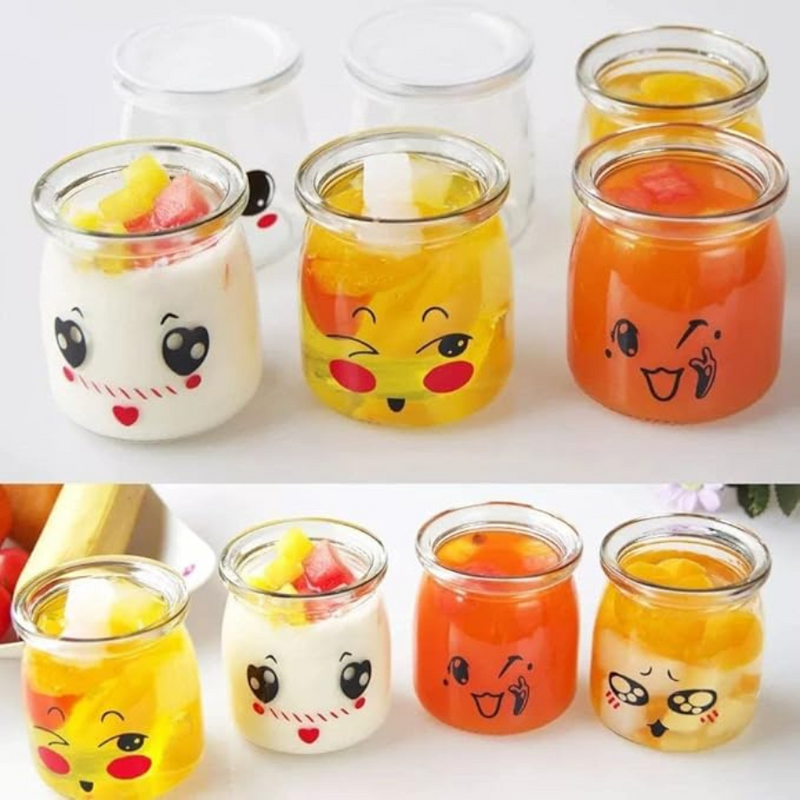 Cute Glass Dessert Jar with Lid - Perfect for Pudding, Yogurt, and Snacks (1 Piece)