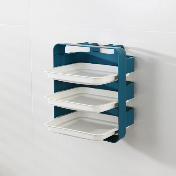 3-Tier Wall-Mounted Storage Rack With Removable Trays - Space-Saving, Multi-Purpose Organizer