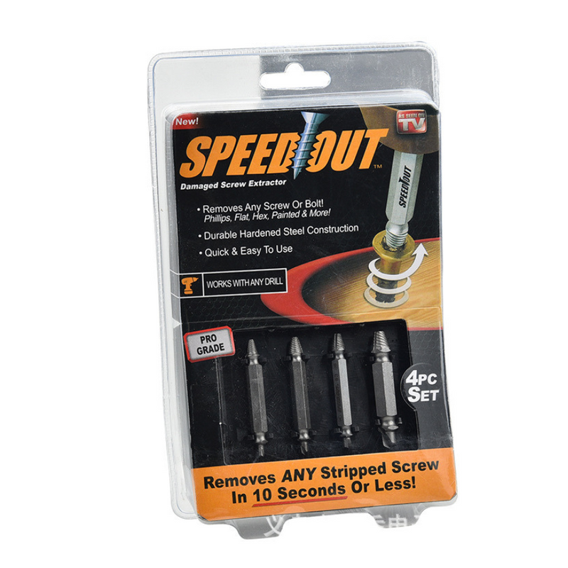 SpeedOut Damaged Screw Extractor Set - 4-Piece Kit for Quick and Easy Screw Removal