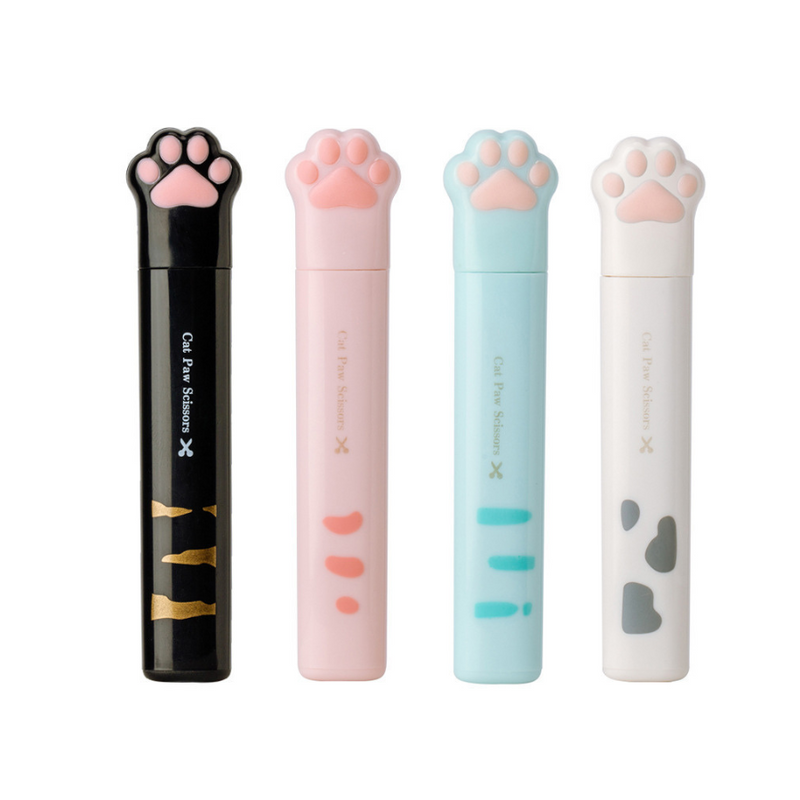 Portable Cute Cat Paw Scissors With Safety Cover For Crafting And Office Use