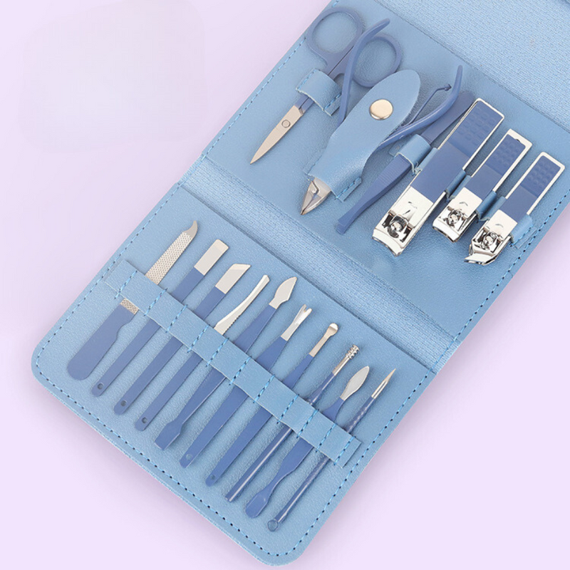 Premium 16-Piece Nail Care Manicure Pedicure Set With Travel Case - Selective Color