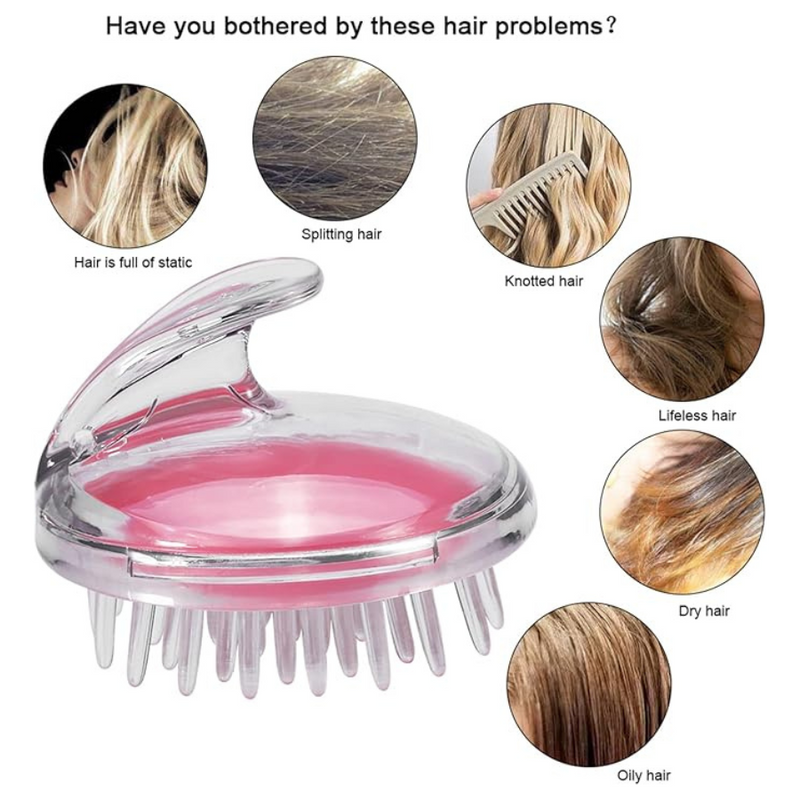 Ergonomic Scalp Massager & Hair Shampoo Brush - Soft Silicone Bristle - Multiple Colors