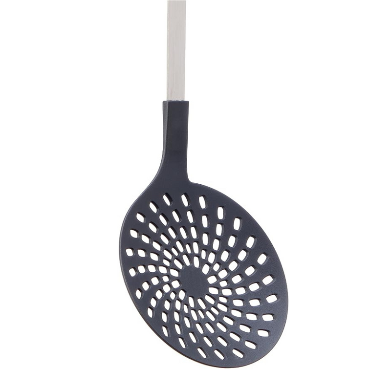 Pedrini Lillo Stainless Steel Skimmer with Nylon Head and White Handle - Heat Resistant