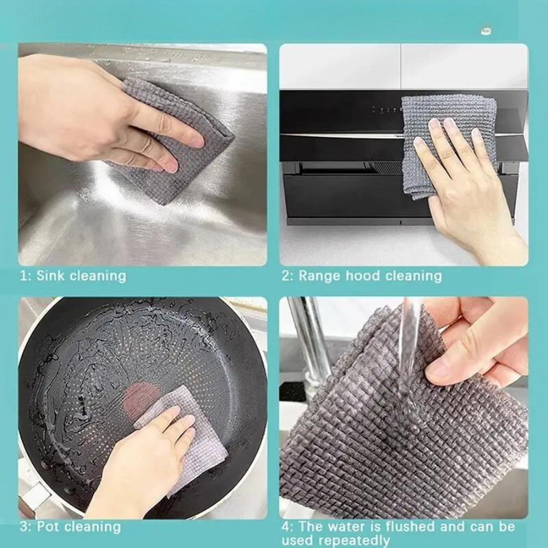 Wear-Resistant Kitchen Rags - 25 Pcs Non-Woven Fabric, Tear-Resistant, Thick & Durable Cleaning Cloths