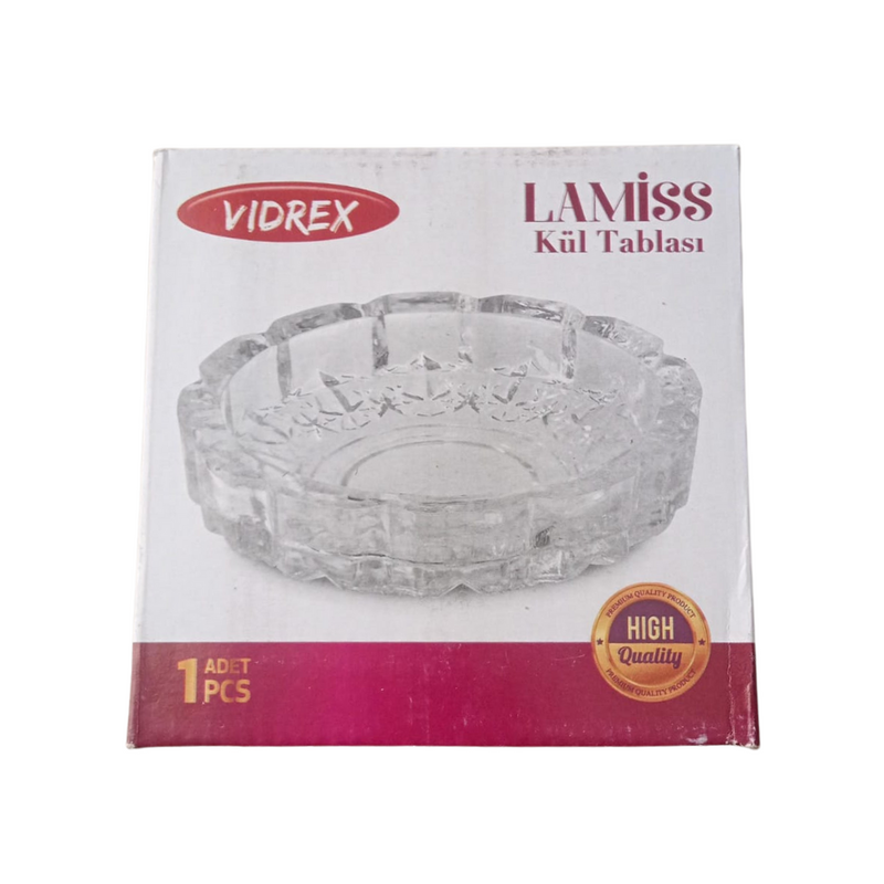 Vıdrex Lamiss Glass Ashtray - High-Quality, Elegant Design, Heat-Resistant Crystal Clear Ashtray