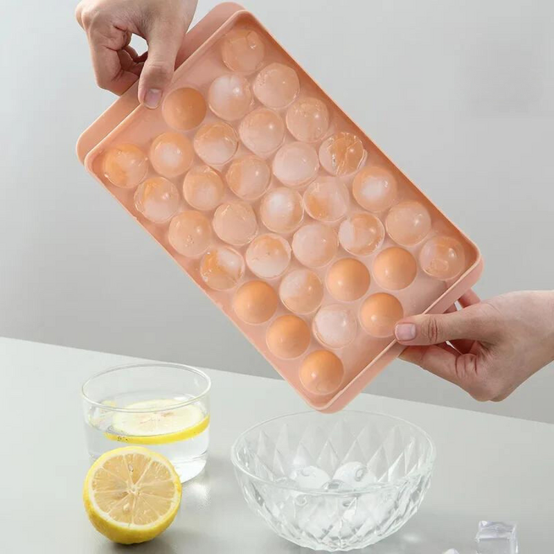 Round Ice Cube Tray with Lid - Food-Grade, Easy-Release, BPA-Free for Perfect Round Ice Cubes