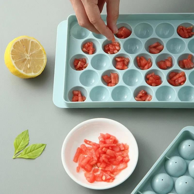 Round Ice Cube Tray with Lid - Food-Grade, Easy-Release, BPA-Free for Perfect Round Ice Cubes