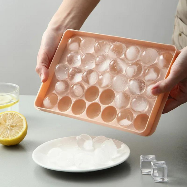 Round Ice Cube Tray with Lid - Food-Grade, Easy-Release, BPA-Free for Perfect Round Ice Cubes