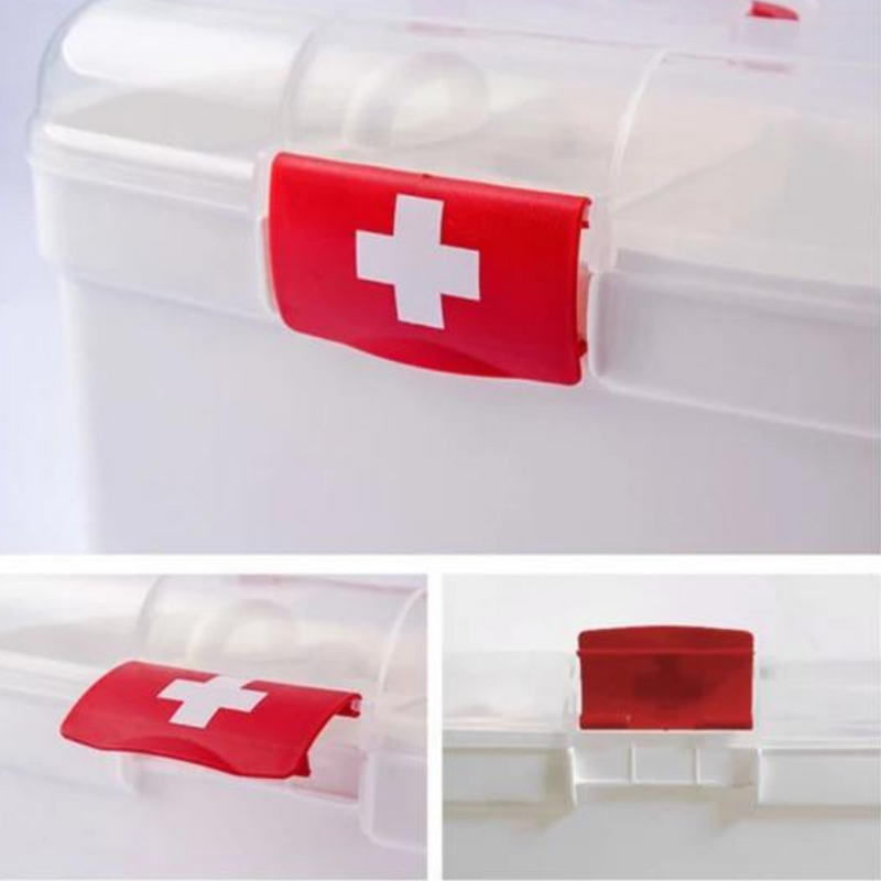 Portable First Aid Storage Box - Durable, Multi-Compartment, Easy Carry Handle