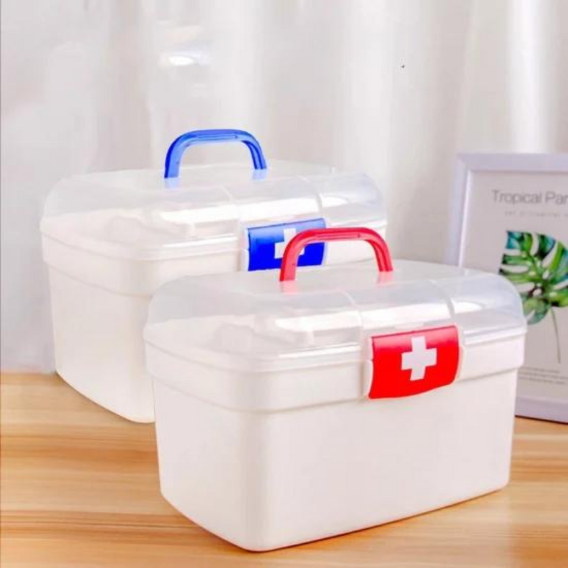 Portable First Aid Storage Box - Durable, Multi-Compartment, Easy Carry Handle