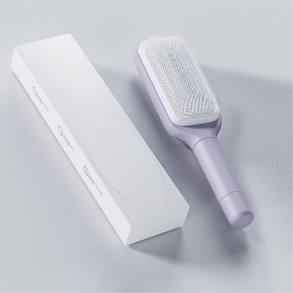 Self-Cleaning Hairbrush with Rotating Handle - Easy Hair Removal, Gentle on Scalp