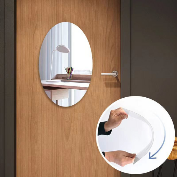 Oval Adhesive Wall Mirror – Frameless Design, Easy Installation, Ideal For Home & Office Decor