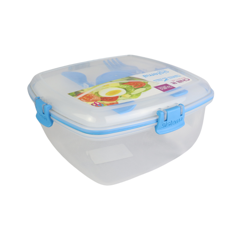 Sistema Chill It To Go Food Storage Container - 1.6L, BPA-Free, Includes Knife & Fork, Ice Brick