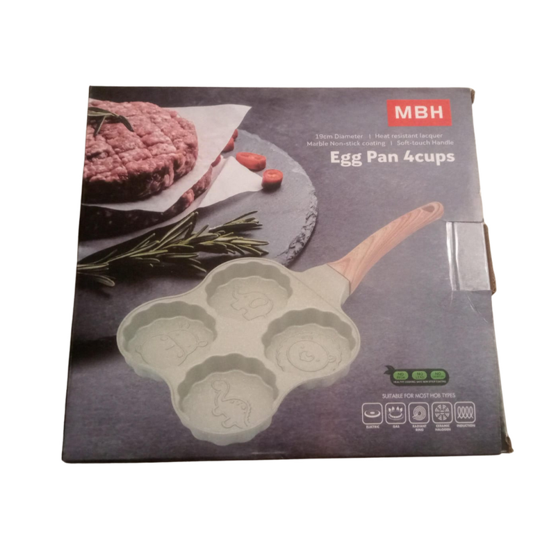 MBH 4-Cup Egg Pan with Non-Stick Granite Coating - 19cm, Heat-Resistant Lacquer, Soft-Touch Handle