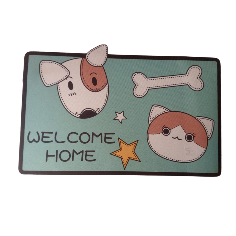 Cute Corgi Welcome Home Floor Mat - Non-Slip, Absorbent, Cartoon Design Door Mat for Entryway & Bathroom