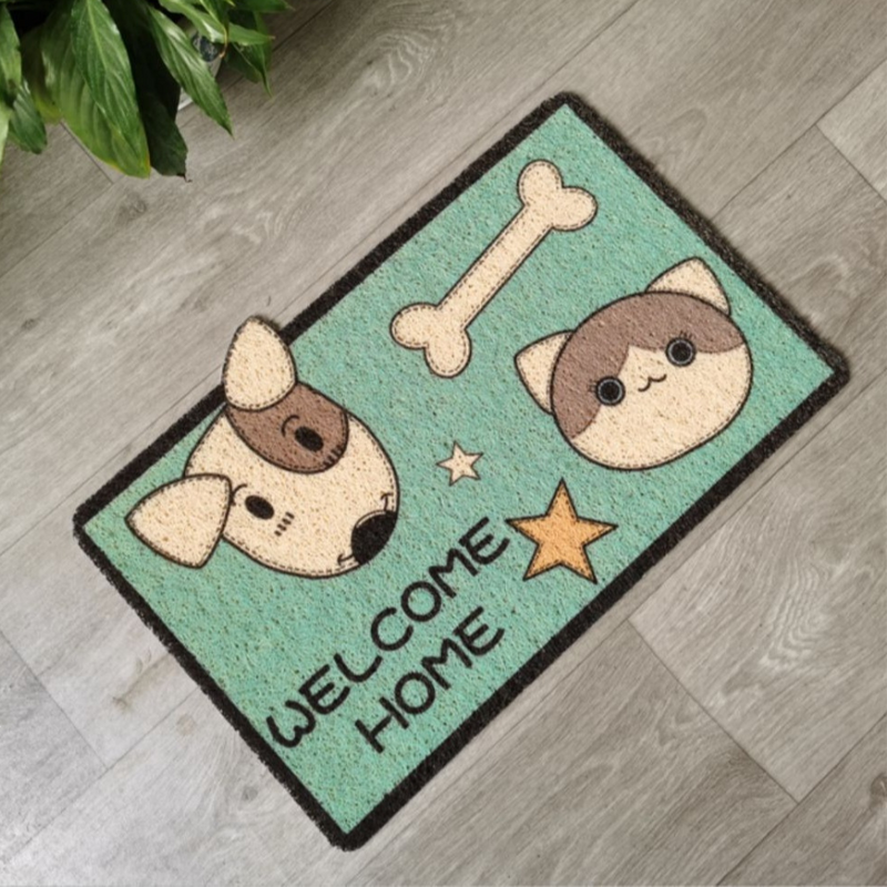 Cute Corgi Welcome Home Floor Mat - Non-Slip, Absorbent, Cartoon Design Door Mat for Entryway & Bathroom