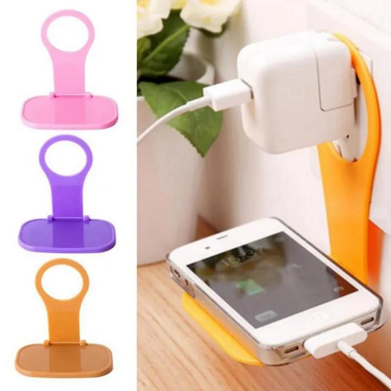 Foldable Phone Charging Holder - Wall-Mounted Mobile Stand, Universal Phone Charger Shelf, Assorted Colors