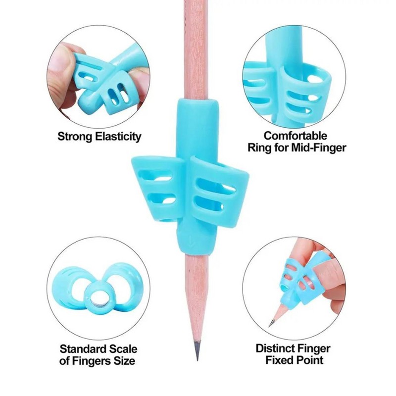 ممسك قلم مريح - أداة تحسين وضعية الكتابة، محدد وضعية الأصابع من السيليكون الناعم للأطفال