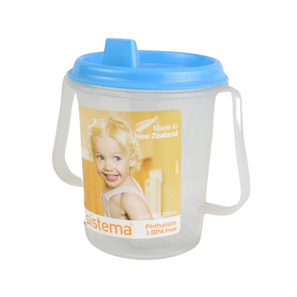 Sistema Kids Sippy Cup 250ml - BPA-Free Toddler Training Cup with Spout Lid, Easy-Grip Handles