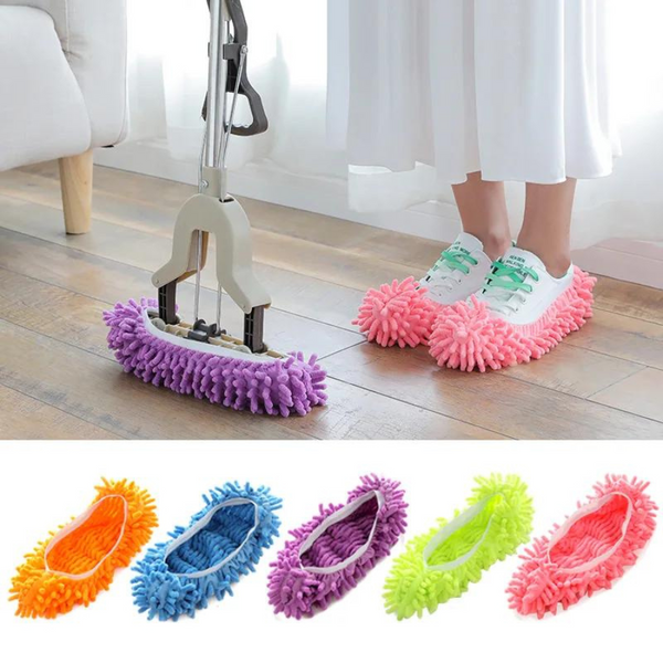 Hands-Free Mop Slippers for Dusting and Cleaning Floors - Soft Microfiber, Reusable, Fun Design