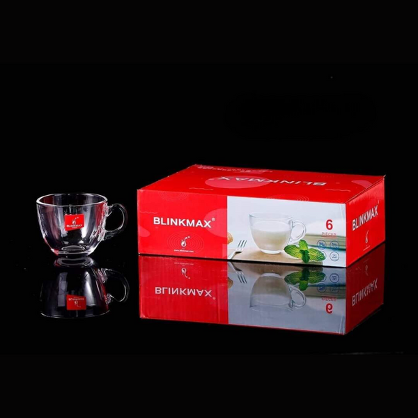 Blinkmax Small Coffee Mugs Set - 6-Piece Clear Glass, Perfect for Hot Beverages