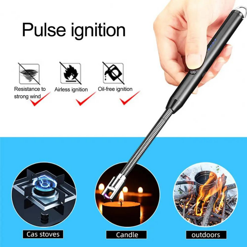 USB Rechargeable Electric Arc Lighter - Flexible Neck, Windproof & Safe Design