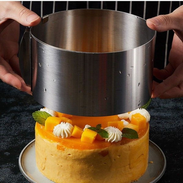 Adjustable Stainless Steel Cake Ring - Ideal For Layered Cakes, Mousse, And Pastries