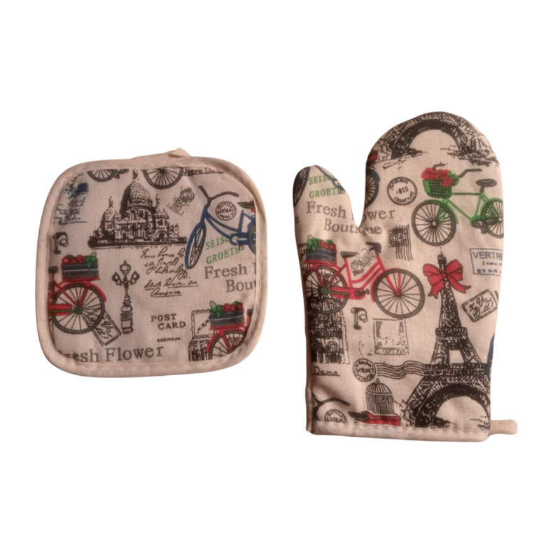 Heat-Resistant Oven Mitt and Pot Holder Set - Stylish, Durable, and Safe