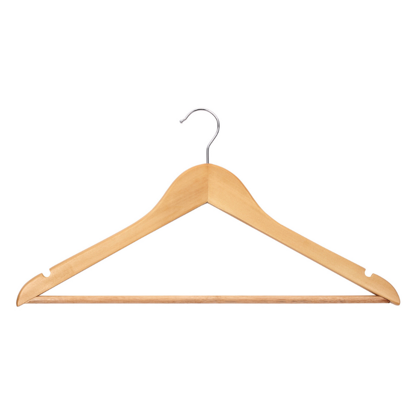 Elegant Wooden Hanger With Bar, 45 x 25.5 cm, Durable Clothes Organizer For Wardrobes