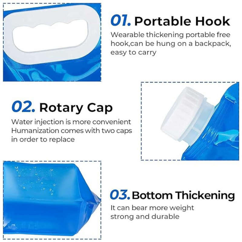 Portable Foldable Water Container With Handle, 10L & 5L Capacity, BPA-Free, Leak-Proof