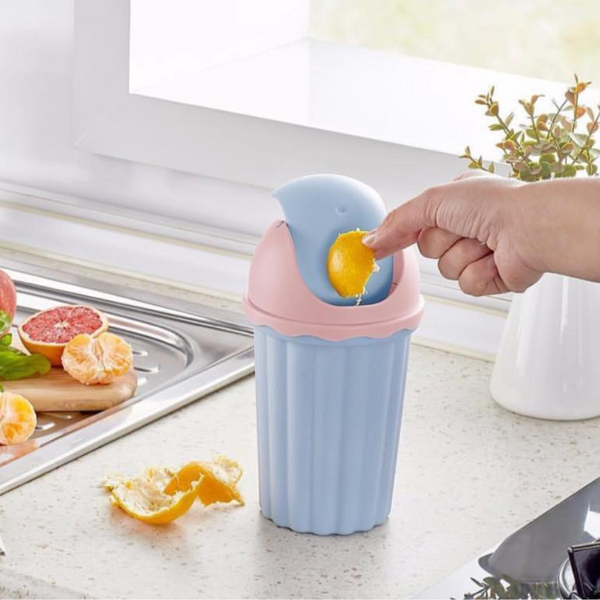 Compact Mini Countertop Trash Can With Swing Lid - Ideal For Kitchen, Bathroom, Or Desk