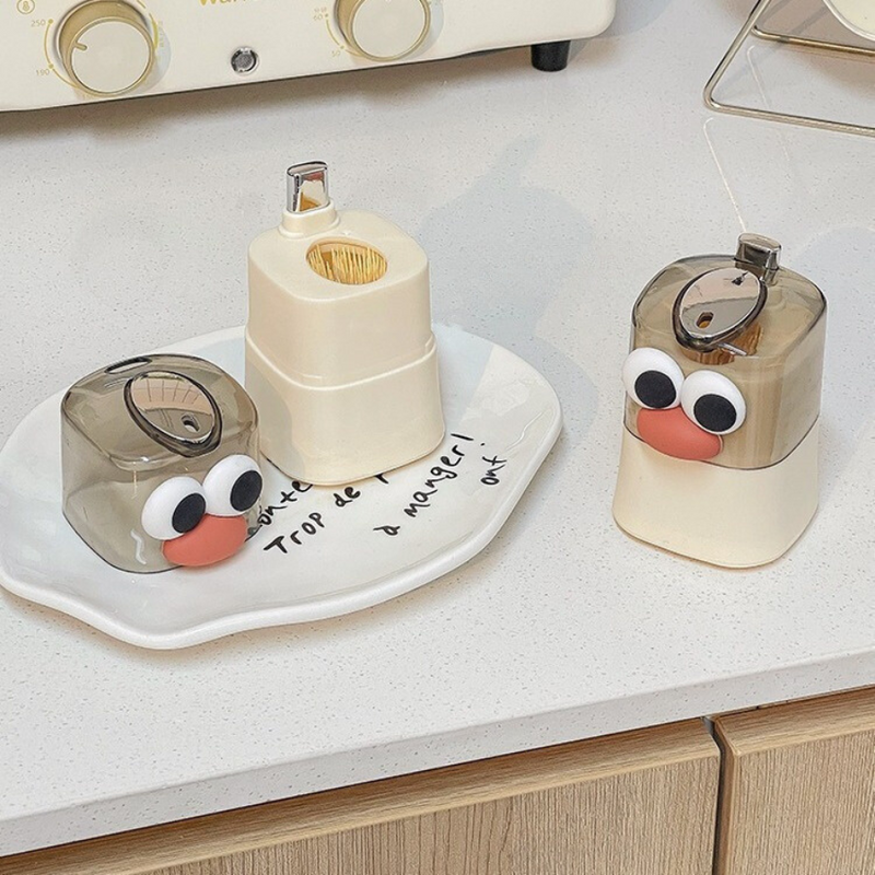 Adorable Cartoon Toothpick Holder Dispenser - Automatic Pop-Up Design, Fun Kitchen Accessory